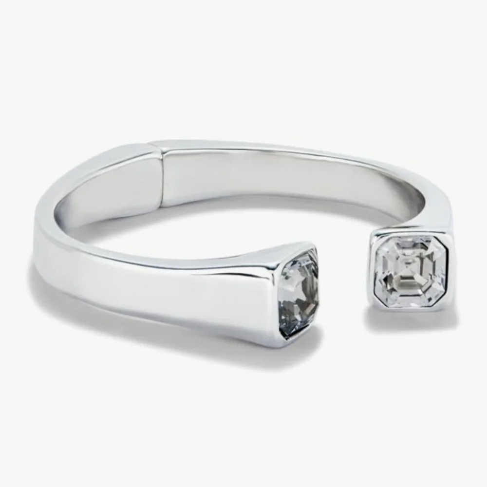 UNO de 50 bracelet • BE UNIQUE • Silver Plated With White Faceted Crystal Ends
